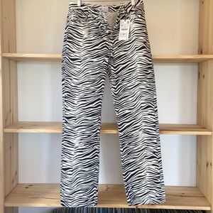 Zara Zebra Print High-Waisted, 5-pocket Jeans